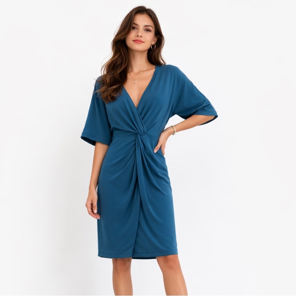 [Mango] Classic Blue  V Neck Dress